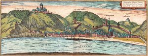 Cochem door Georg and Hogenberg Franz (1535 90) Braun