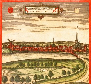 Gennep, Netherlands door Georg and Hogenberg Franz (1535 90) Braun