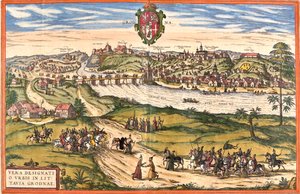 Grodno, Wit-Rusland door Georg and Hogenberg Franz (1535 90) Braun