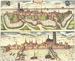 Harderwijk, Netherlands, Holland door Georg and Hogenberg Franz (1535 90) Braun