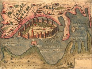 IJsland, Chalkis, Dalmatië door Georg and Hogenberg Franz (1535 90) Braun