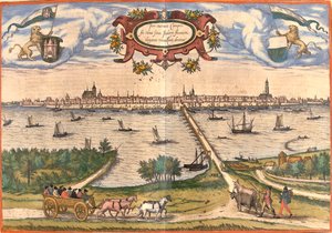 Kampen, Netherlands door Georg and Hogenberg Franz (1535 90) Braun
