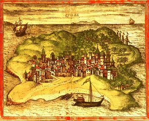 Kilwa, Tanzania door Georg and Hogenberg Franz (1535 90) Braun