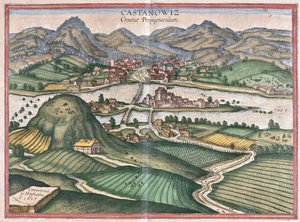 Kostajnica, Kroatië (gravure) door Georg Braun and Hogenberg Franz
