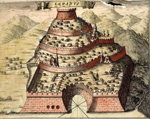 Lepanto, Griekenland door Georg and Hogenberg Franz (1535 90) Braun