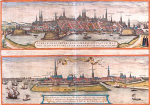 Lübeck, Hamburg, Duitsland door Georg and Hogenberg Franz (1535 90) Braun