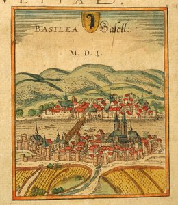Kaart van Basel uit Civitates Orbis Terrarum