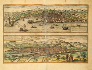 Kaart van Genua en Florence uit Civitates Orbis Terrarum door Georg Braun