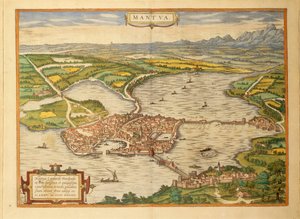 Kaart van Mantua uit Civitates Orbis Terrarum door Georg Braun