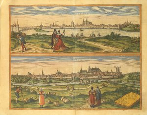 Kaart van Orléans en Bourges uit Civitates Orbis Terrarum door Georg Braun door Georg Braun and Hogenberg Franz