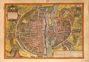 Kaart van Parijs uit Civitates Orbis Terrarum door Georg Braun door Georg Braun and Hogenberg Franz