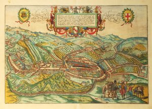 Kaart van Serravalle Scrivia, regio Piëmont uit Civitates Orbis Terrarum door Georg Braun door Georg Braun and Hogenberg Franz