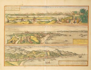 Kaarten van Sevilla, Cadiz en Malaga, Spanje, uit Civitates Orbis Terrarum