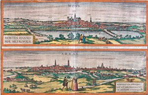 Bergen, Arras, België door Georg and Hogenberg Franz (1535 90) Braun