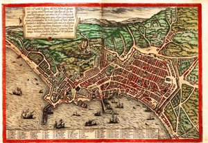 Napels, Napoli, Italië door Georg and Hogenberg Franz (1535 90) Braun