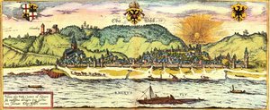 Oberwesel, Duitsland door Georg and Hogenberg Franz (1535 90) Braun