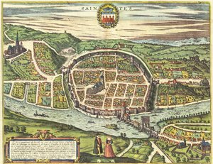 Saintes, Frankrijk door Georg and Hogenberg Franz (1535 90) Braun