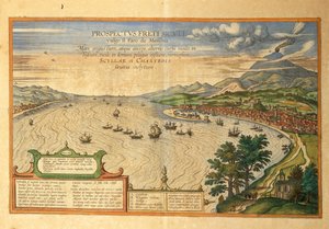 De Straat van Messina uit Civitates Orbis Terrarum door Georg Braun