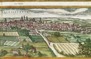 Landbouwgrond nabij Valladolid, in Civitatis Orbis Terrarum, door Franz Hogenberg (1535-1590) door Georg Braun and Hogenberg Franz