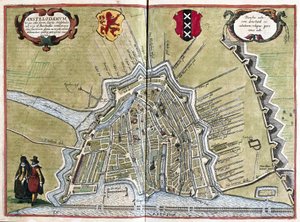 Amsterdam, Nederland (gravure) door Georg Braun and Hogenberg Franz