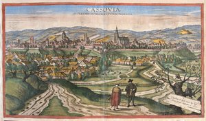 Kosice (Cassovia), Slowakije (ets) door Georg Braun and Hogenberg Franz