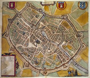 Kaart van de stad Tours in Frankrijk. Gravure uit de Atlas van 