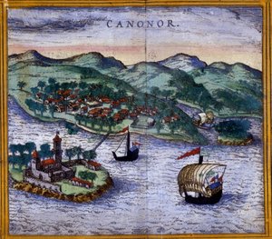 Uitzicht op Canonor (of Cannanore) in India uit een editie van 