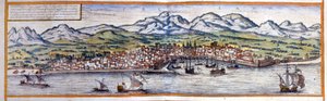 Uitzicht op Palermo in Sicilië. Atlas van Braun & Hogenberg