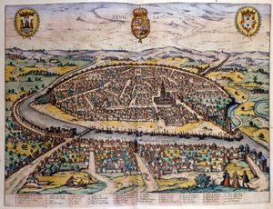 Vue de Séville volgens de Atlas van Braun en Hogenberg