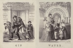 Gin en water (gravure) door George (after) Cruikshank