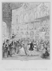 Randulph en Hilda dansen in de Rotunda bij Ranelagh (gravure) door George (after) Cruikshank
