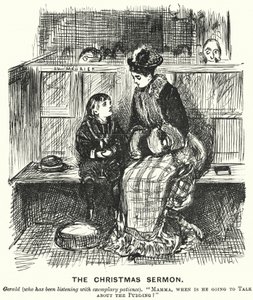 Punch cartoon: De Kerstpreek door George (after) Du Maurier