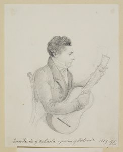 Señor Huerta van Orihuela, Valencia, speelt gitaar door George (attr. to) Cumberland