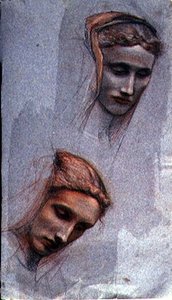 Een studie van het liggende hoofd van een dame door George 9th Earl of Carlisle Howard