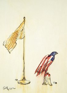 Amerikaanse Adelaar krijgt kleuren van de Amerikaanse vlag, 1985 door George Adamson