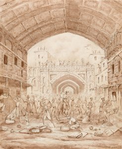 De plundering van de Grote Bazaar van Kabul door George Alfred Croly