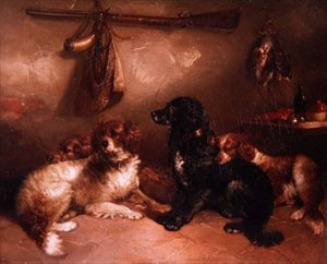 Na de jacht - Een kwartet van spaniels door George Armfield