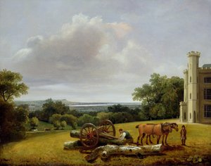 Laden van een houtwagen bij Cave Castle, Yorkshire door George Arnald