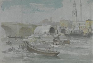 De sloop van de oude London Bridge door George Arnald