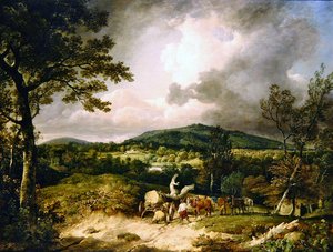 De houtverzamelaars met een uitzicht op Siddon Hill, Highclere Park in de verte
