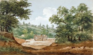 Uitzicht vanaf de opgravingen van Highgate Tunnel, Londen, 1812 door George Arnald