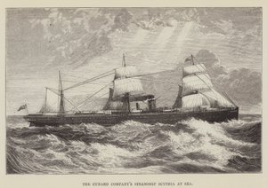 Het stoomschip Scythia van de Cunard Company op zee door George Augustus Sala