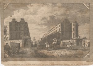Devonshire Place en Wimpole Street, vanaf de Nieuwe Weg, St. Mary Le Bone door George Barret