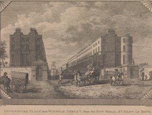 Devonshire Place en Wimpole Street, vanaf de Nieuwe Weg, St. Mary le Bone door George Barret