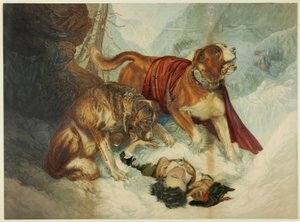 De honden van St. Bernard door George Baxter