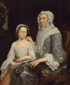 Portret van een oudere dame en een meisje