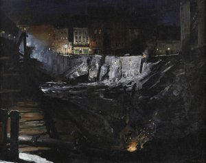 Graafwerkzaamheden bij nacht