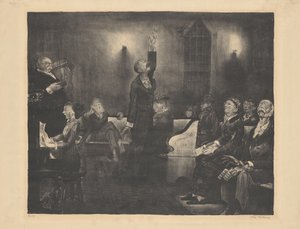 Gebedsbijeenkomst, tweede steen door George Bellows