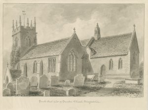 Sandon Kerk: sepia tekening, 1841 door George Buckler