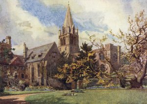 Oxford: Christ Church vanuit een van de tuinen van de kanunnik (kleur litho) door George Carline